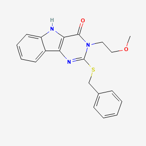 molecular formula C20H19N3O2S B2716967 2-benzylsulfanyl-3-(2-methoxyethyl)-5H-pyrimido[5,4-b]indol-4-one CAS No. 888440-54-8