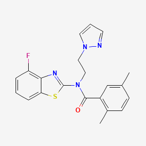 molecular formula C21H19FN4OS B2716981 N-(2-(1H-pyrazol-1-yl)ethyl)-N-(4-fluorobenzo[d]thiazol-2-yl)-2,5-dimethylbenzamide CAS No. 1172410-38-6