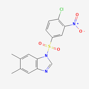 molecular formula C15H12ClN3O4S B2716982 1-(4-Chloro-3-nitrophenyl)sulfonyl-5,6-dimethylbenzimidazole CAS No. 420807-47-2