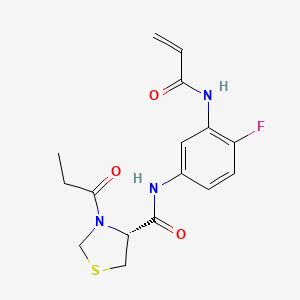 (4R)-N-[4-Fluoro-3-(prop-2-enoylamino)phenyl]-3-propanoyl-1,3-thiazolidine-4-carboxamide