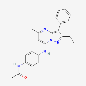 molecular formula C23H23N5O B2716990 N-(4-((2-ethyl-5-methyl-3-phenylpyrazolo[1,5-a]pyrimidin-7-yl)amino)phenyl)acetamide CAS No. 890620-19-6