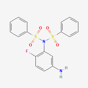 molecular formula C18H15FN2O4S2 B2717003 N-(5-amino-2-fluorophenyl)-N-(benzenesulfonyl)benzenesulfonamide CAS No. 1111507-12-0