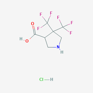 molecular formula C7H8ClF6NO2 B2717004 4,4-Bis(trifluoromethyl)pyrrolidine-3-carboxylic acid;hydrochloride CAS No. 2309460-11-3