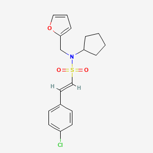molecular formula C18H20ClNO3S B2717005 (E)-2-(4-chlorophenyl)-N-cyclopentyl-N-(furan-2-ylmethyl)ethenesulfonamide CAS No. 1334031-62-7
