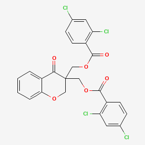 molecular formula C25H16Cl4O6 B2717007 (3-{[(2,4-dichlorobenzoyl)oxy]methyl}-4-oxo-3,4-dihydro-2H-chromen-3-yl)methyl 2,4-dichlorobenzenecarboxylate CAS No. 339028-78-3