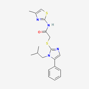 molecular formula C19H22N4OS2 B2717009 2-((1-isobutyl-5-phenyl-1H-imidazol-2-yl)thio)-N-(4-methylthiazol-2-yl)acetamide CAS No. 1206992-13-3