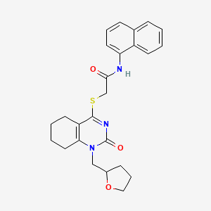 molecular formula C25H27N3O3S B2717018 N-(naphthalen-1-yl)-2-((2-oxo-1-((tetrahydrofuran-2-yl)methyl)-1,2,5,6,7,8-hexahydroquinazolin-4-yl)thio)acetamide CAS No. 899993-63-6