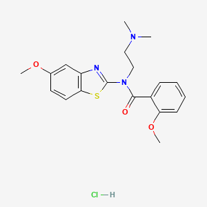 molecular formula C20H24ClN3O3S B2717032 N-(2-(二甲胺基)乙基)-2-甲氧基-N-(5-甲氧基苯并[d]噻唑-2-基)苯甲酰胺；盐酸盐 CAS No. 1216917-16-6