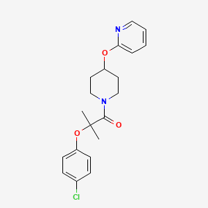 molecular formula C20H23ClN2O3 B2717039 2-(4-Chlorophenoxy)-2-methyl-1-(4-(pyridin-2-yloxy)piperidin-1-yl)propan-1-one CAS No. 1421492-14-9
