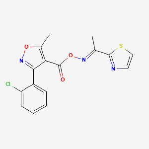 molecular formula C16H12ClN3O3S B2717045 3-(2-chlorophenyl)-5-methyl-4-[({[(E)-1-(1,3-thiazol-2-yl)ethylidene]amino}oxy)carbonyl]isoxazole CAS No. 866149-45-3