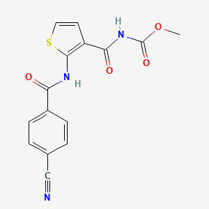 molecular formula C15H11N3O4S B2717047 Methyl (2-(4-cyanobenzamido)thiophene-3-carbonyl)carbamate CAS No. 864941-26-4