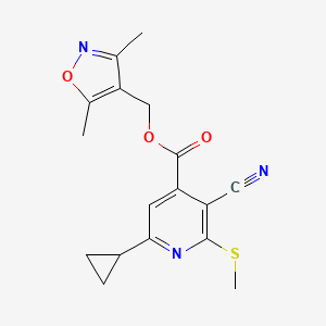 molecular formula C17H17N3O3S B2717049 (3,5-Dimethyl-1,2-oxazol-4-yl)methyl 3-cyano-6-cyclopropyl-2-(methylsulfanyl)pyridine-4-carboxylate CAS No. 1090997-93-5