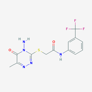 molecular formula C13H12F3N5O2S B2717063 2-[(4-amino-6-methyl-5-oxo-4,5-dihydro-1,2,4-triazin-3-yl)sulfanyl]-N-[3-(trifluoromethyl)phenyl]acetamide CAS No. 869067-76-5