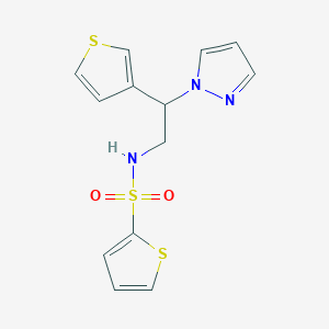molecular formula C13H13N3O2S3 B2717065 N-[2-(1H-吡唑-1-基)-2-(噻吩-3-基)乙基]噻吩-2-磺酰胺 CAS No. 2097867-62-2