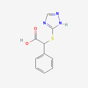 molecular formula C10H9N3O2S B2717071 2-(4H-1,2,4-triazol-3-ylthio)-2-phenylacetic acid CAS No. 307343-43-7