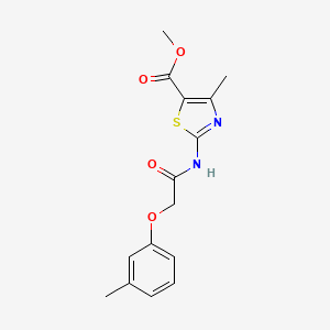 molecular formula C15H16N2O4S B2717073 Methyl 4-methyl-2-{[(3-methylphenoxy)acetyl]amino}-1,3-thiazole-5-carboxylate CAS No. 430472-10-9
