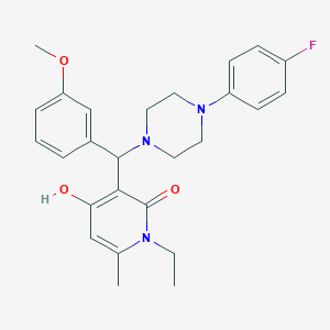 molecular formula C26H30FN3O3 B2717077 1-ethyl-3-((4-(4-fluorophenyl)piperazin-1-yl)(3-methoxyphenyl)methyl)-4-hydroxy-6-methylpyridin-2(1H)-one CAS No. 897617-68-4