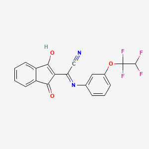 molecular formula C19H10F4N2O3 B2717086 2-(1,3-Dioxoindan-2-ylidene)-2-((3-(1,1,2,2-tetrafluoroethoxy)phenyl)amino)ethanenitrile CAS No. 1022404-19-8