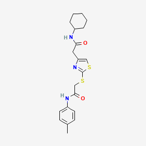 molecular formula C20H25N3O2S2 B2717096 N-cyclohexyl-2-(2-((2-oxo-2-(p-tolylamino)ethyl)thio)thiazol-4-yl)acetamide CAS No. 941874-62-0