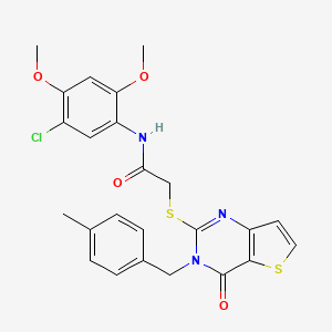 molecular formula C24H22ClN3O4S2 B2717097 N-(5-chloro-2,4-dimethoxyphenyl)-2-{[3-(4-methylbenzyl)-4-oxo-3,4-dihydrothieno[3,2-d]pyrimidin-2-yl]sulfanyl}acetamide CAS No. 894241-14-6