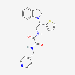 molecular formula C22H22N4O2S B2717101 N1-(2-(indolin-1-yl)-2-(thiophen-2-yl)ethyl)-N2-(pyridin-4-ylmethyl)oxalamide CAS No. 898424-19-6