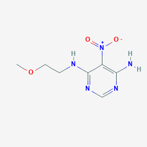 molecular formula C7H11N5O3 B2717103 N-(2-甲氧基乙基)-5-硝基嘧啶-4,6-二胺 CAS No. 450344-70-4