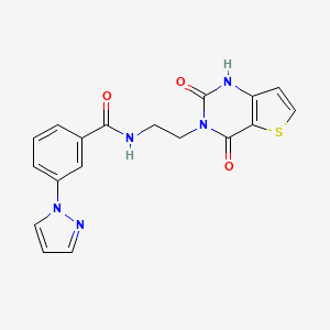 molecular formula C18H15N5O3S B2717106 N-(2-(2,4-dioxo-1,2-dihydrothieno[3,2-d]pyrimidin-3(4H)-yl)ethyl)-3-(1H-pyrazol-1-yl)benzamide CAS No. 2034603-55-7