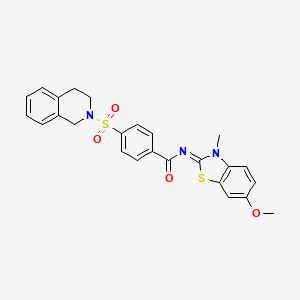 molecular formula C25H23N3O4S2 B2717121 (E)-4-((3,4-dihydroisoquinolin-2(1H)-yl)sulfonyl)-N-(6-methoxy-3-methylbenzo[d]thiazol-2(3H)-ylidene)benzamide CAS No. 850782-11-5