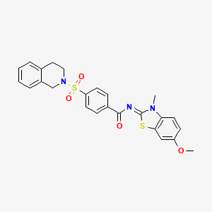 molecular formula C25H23N3O4S2 B2717121 (E)-4-((3,4-二氢异喹啉-2(1H)-基)磺酰)-N-(6-甲氧基-3-甲基苯并[d]噻唑-2(3H)-基亚)苯田酰胺 CAS No. 850782-11-5