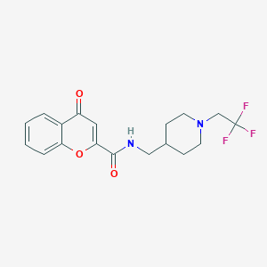 molecular formula C18H19F3N2O3 B2717122 4-Oxo-N-[[1-(2,2,2-trifluoroethyl)piperidin-4-yl]methyl]chromene-2-carboxamide CAS No. 2319637-87-9