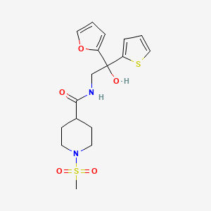 N-(2-(furan-2-yl)-2-hydroxy-2-(thiophen-2-yl)ethyl)-1-(methylsulfonyl)piperidine-4-carboxamide
