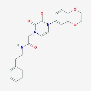 molecular formula C22H21N3O5 B2717136 2-(4-(2,3-dihydrobenzo[b][1,4]dioxin-6-yl)-2,3-dioxo-3,4-dihydropyrazin-1(2H)-yl)-N-phenethylacetamide CAS No. 898428-72-3