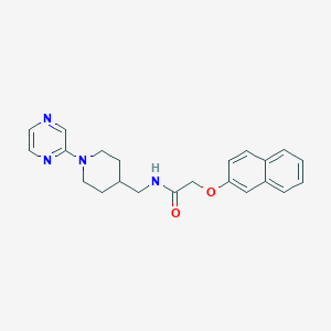 molecular formula C22H24N4O2 B2717139 2-(naphthalen-2-yloxy)-N-((1-(pyrazin-2-yl)piperidin-4-yl)methyl)acetamide CAS No. 1396808-69-7