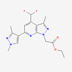 molecular formula C17H19F2N5O2 B2717142 ethyl [4-(difluoromethyl)-6-(1,3-dimethyl-1H-pyrazol-4-yl)-3-methyl-1H-pyrazolo[3,4-b]pyridin-1-yl]acetate CAS No. 1052634-25-9
