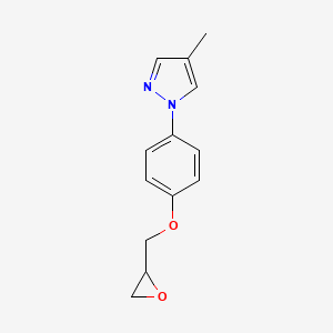 molecular formula C13H14N2O2 B2717144 4-Methyl-1-[4-(oxiran-2-ylmethoxy)phenyl]pyrazole CAS No. 2411220-73-8