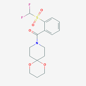 molecular formula C16H19F2NO5S B2717151 (2-((Difluoromethyl)sulfonyl)phenyl)(1,5-dioxa-9-azaspiro[5.5]undecan-9-yl)methanone CAS No. 1797801-83-2