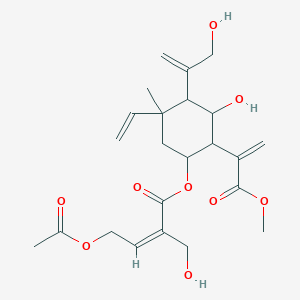 molecular formula C23H32O9 B2717161 [5-ethenyl-3-hydroxy-4-(3-hydroxyprop-1-en-2-yl)-2-(3-methoxy-3-oxoprop-1-en-2-yl)-5-methylcyclohexyl] (Z)-4-acetyloxy-2-(hydroxymethyl)but-2-enoate CAS No. 864683-90-9