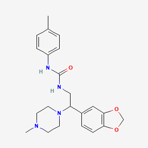 molecular formula C22H28N4O3 B2717163 1-(2-(Benzo[d][1,3]dioxol-5-yl)-2-(4-methylpiperazin-1-yl)ethyl)-3-(p-tolyl)urea CAS No. 896341-35-8
