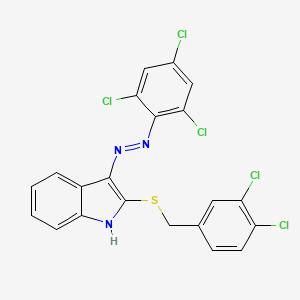 molecular formula C21H12Cl5N3S B2717173 2-[(3,4-dichlorobenzyl)sulfanyl]-3H-indol-3-one N-(2,4,6-trichlorophenyl)hydrazone CAS No. 478042-13-6