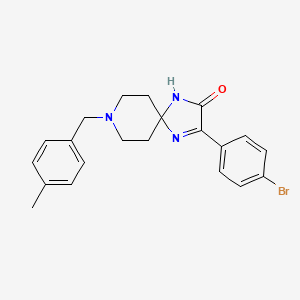molecular formula C21H22BrN3O B2717177 3-(4-Bromophenyl)-8-(4-methylbenzyl)-1,4,8-triazaspiro[4.5]dec-3-en-2-one CAS No. 1189961-37-2