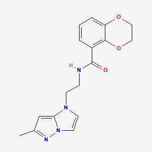 molecular formula C17H18N4O3 B2717182 N-(2-(6-甲基-1H-咪唑[1,2-b]吡唑-1-基)乙基)-2,3-二氢苯并[b][1,4]二噁烷-5-羧酰胺 CAS No. 2034634-56-3