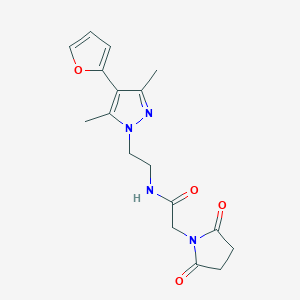 molecular formula C17H20N4O4 B2717192 2-(2,5-dioxopyrrolidin-1-yl)-N-(2-(4-(furan-2-yl)-3,5-dimethyl-1H-pyrazol-1-yl)ethyl)acetamide CAS No. 2034328-51-1