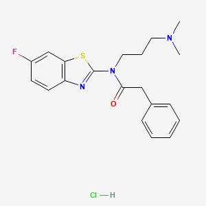 molecular formula C20H23ClFN3OS B2717200 N-(3-(dimethylamino)propyl)-N-(6-fluorobenzo[d]thiazol-2-yl)-2-phenylacetamide hydrochloride CAS No. 1216450-17-7