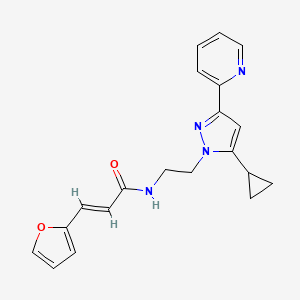 molecular formula C20H20N4O2 B2717212 (E)-N-(2-(5-cyclopropyl-3-(pyridin-2-yl)-1H-pyrazol-1-yl)ethyl)-3-(furan-2-yl)acrylamide CAS No. 1798403-36-7