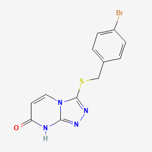molecular formula C12H9BrN4OS B2717213 3-((4-bromobenzyl)thio)-[1,2,4]triazolo[4,3-a]pyrimidin-7(8H)-one CAS No. 877638-59-0