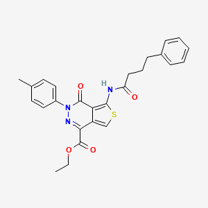 Ethyl 3-(4-methylphenyl)-4-oxo-5-(4-phenylbutanoylamino)thieno[3,4-d]pyridazine-1-carboxylate