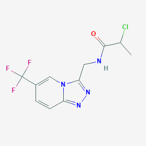 molecular formula C11H10ClF3N4O B2717223 2-Chloro-N-[[6-(trifluoromethyl)-[1,2,4]triazolo[4,3-a]pyridin-3-yl]methyl]propanamide CAS No. 2411253-68-2