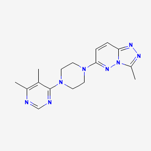 molecular formula C16H20N8 B2717240 6-[4-(5,6-Dimethylpyrimidin-4-yl)piperazin-1-yl]-3-methyl-[1,2,4]triazolo[4,3-b]pyridazine CAS No. 2380087-82-9