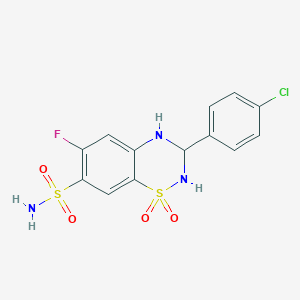 2-(4-Chlorophenyl)-7-fluoro-4,4-dioxo-1,2,3-trihydro-4-thiaquinazoline-6-sulfonamide