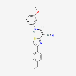 molecular formula C21H19N3OS B2717267 (Z)-2-(4-(4-ethylphenyl)thiazol-2-yl)-3-((3-methoxyphenyl)amino)acrylonitrile CAS No. 450353-11-4